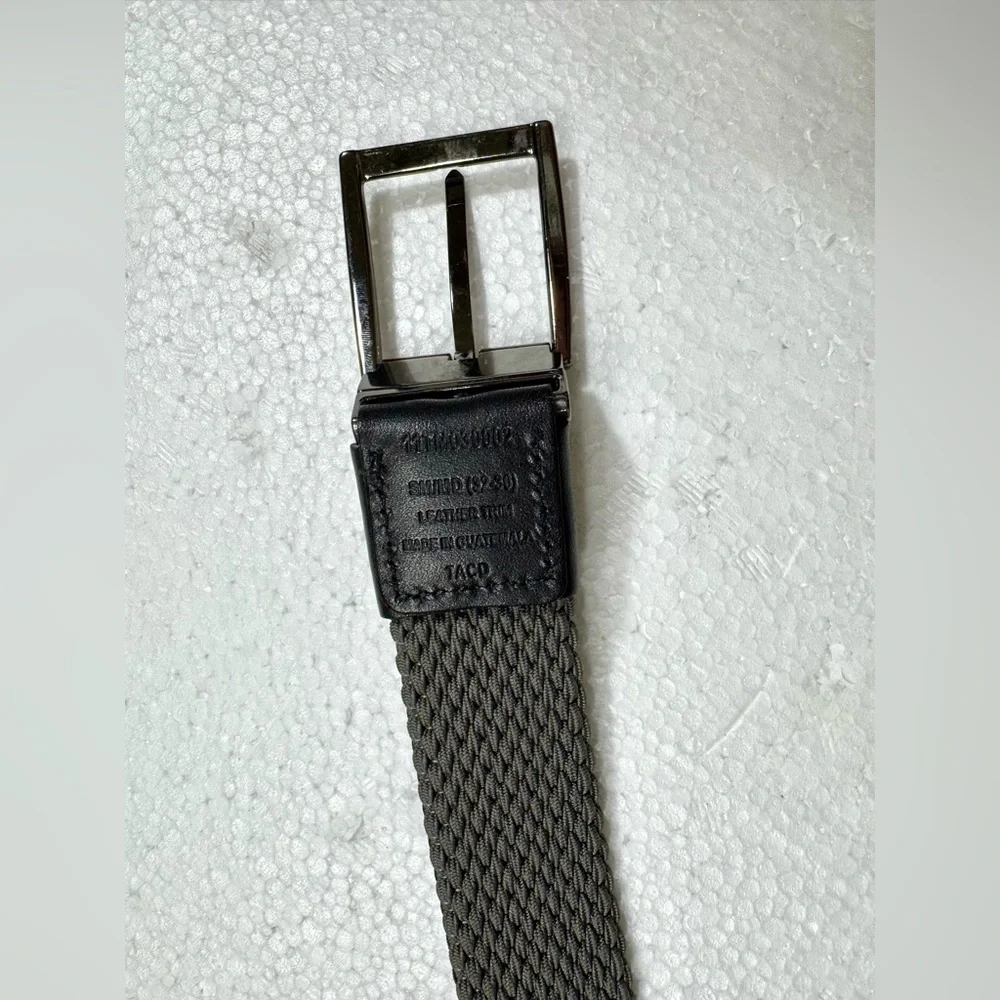 Black Grey Men Belt Stretch Comfort Genuine Leather Trim Adjustable Tomy Bahama
